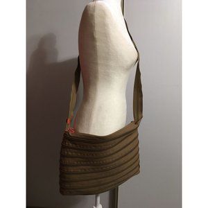 Zip It Tan Crossbody Casual Logo Purse